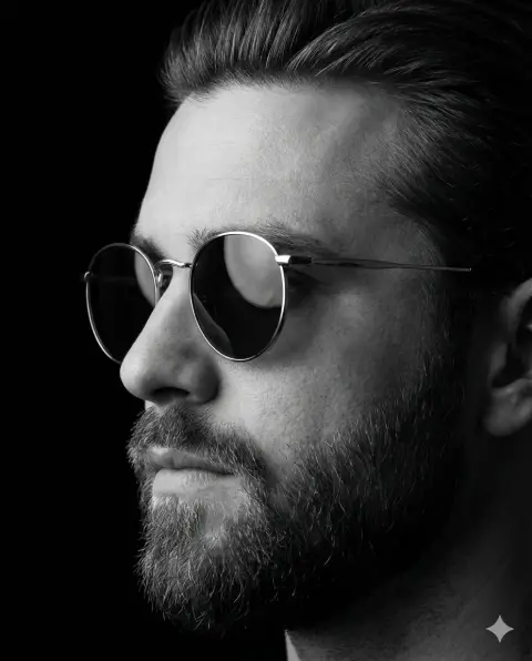 Black and white gentleman's profile fashion blockbuster sculpted by light and shadow