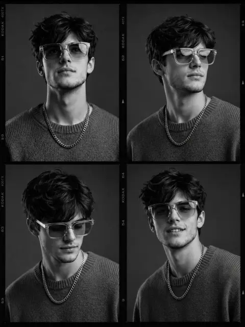 Black and white fashion model audition row portrait