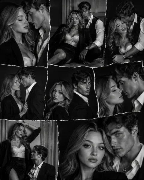 Black and white high-end fashion collage Korean drama romantic atmosphere