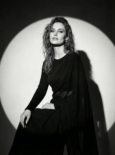 Black-and-White Saree Editorial Portrait