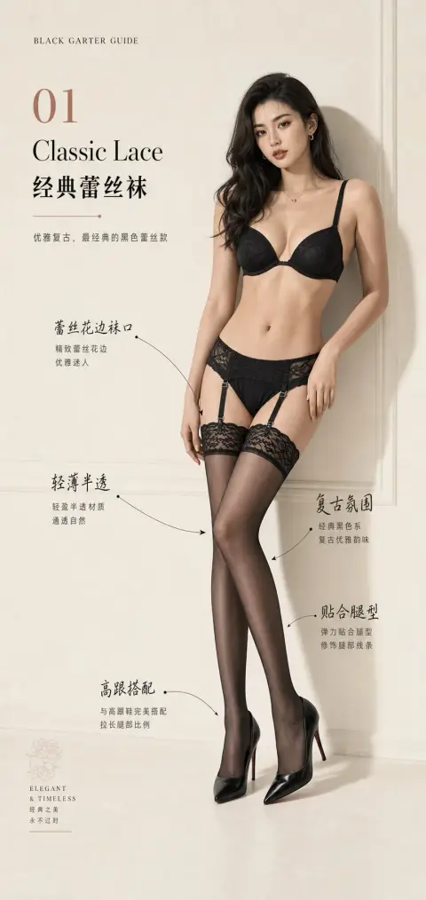 Black stockings and garter stockings series single style illustration