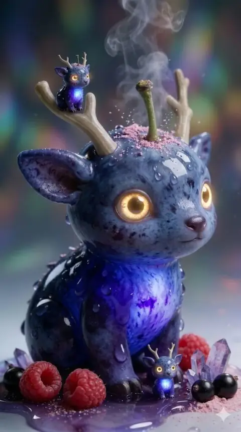 Blueberry deer elf under the dim blue light
