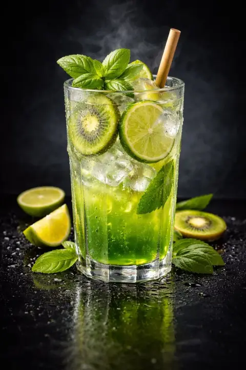 Blueberry mint ice drink premium studio close-up