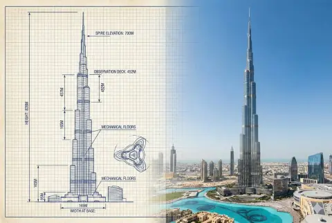 Blueprint and reality: the twin statues of Burj Khalifa