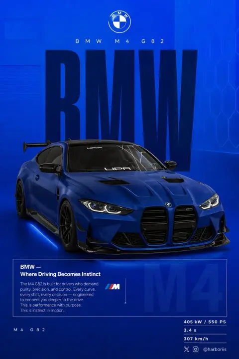 BMW M4 Deep Sea Blue Poster Design