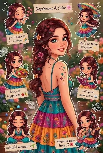 Boho floral girly sticker illustration