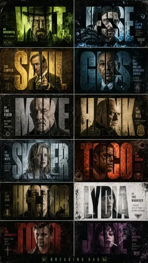 Breaking Bad high-contrast movie-level character posters