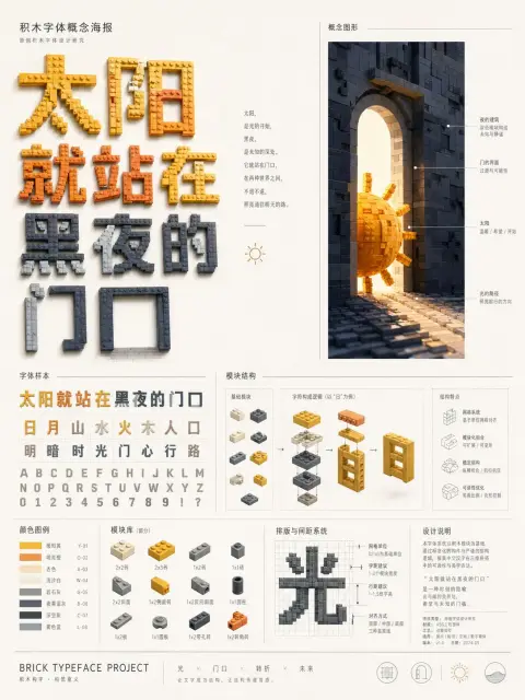 Building blocks font concept design poster