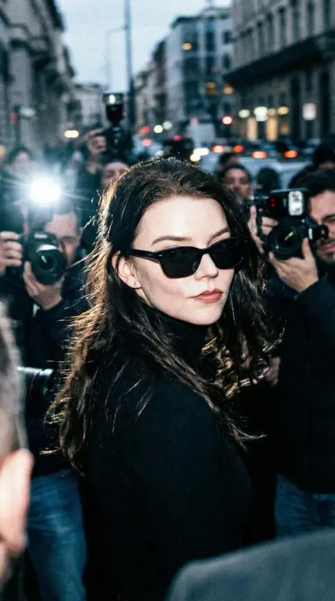 Casual paparazzi style flashing outside the show