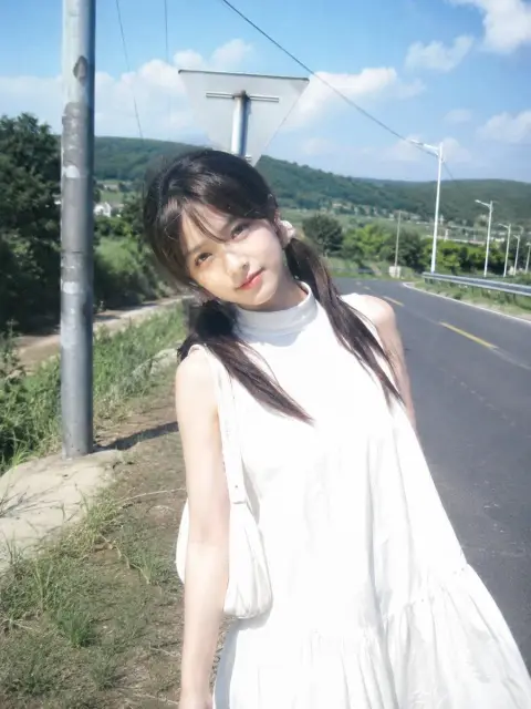 CCD retro girl photo on summer country road