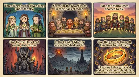 Celluloid comics that reimagine the Lord of the Rings poems with cuteness