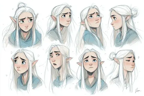 Character Expression Sheet Illustration Promp