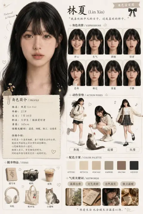 Character setting all-round display poster