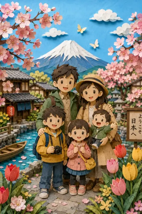 Cherry blossom season and Japanese style 3D paper sculpture for the whole family to enjoy