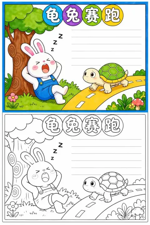 Children's fun handwritten newspaper coloring line drawing template