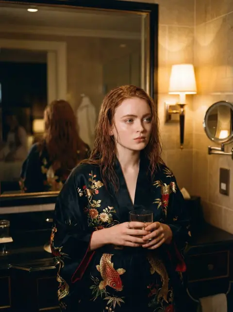 Cinematic kimono portraits in a Tokyo hotel late at night