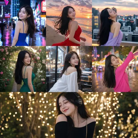 Cinematic Korean girl photo AI prompt words