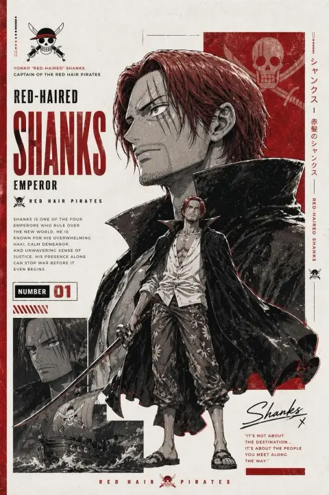 Classic comic cover style hot-blooded pirate character poster