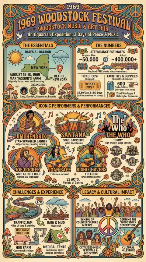 Classic retrospection: Woodstock music festival illustrated book