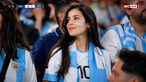 Close-up of female fans broadcasting at real World Cup venues