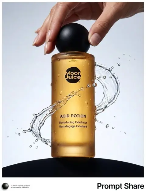 Close-up of water splash in frosted amber bottle