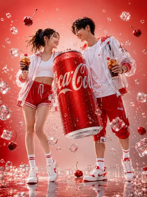 Coca-Cola themed Japanese couple trendy commercial photography