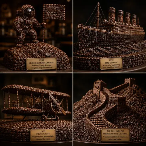 coffee bean sculpture style human achievement art