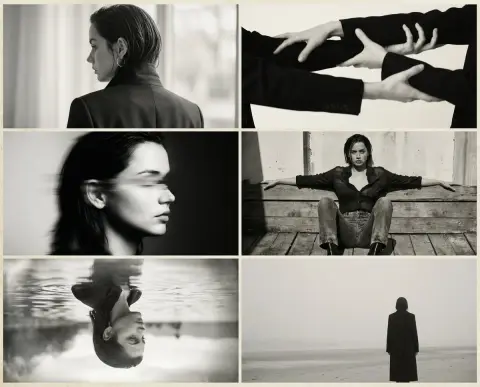 Collage of vintage film clips of independent magazines from the 1990s