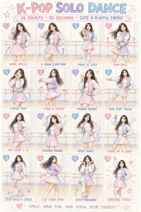 Color pencil drawing Kpop solo dance choreography poster