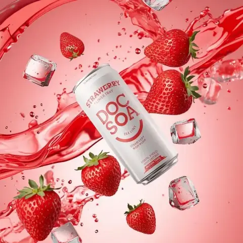 Commercial blockbuster of strawberry soda with great texture