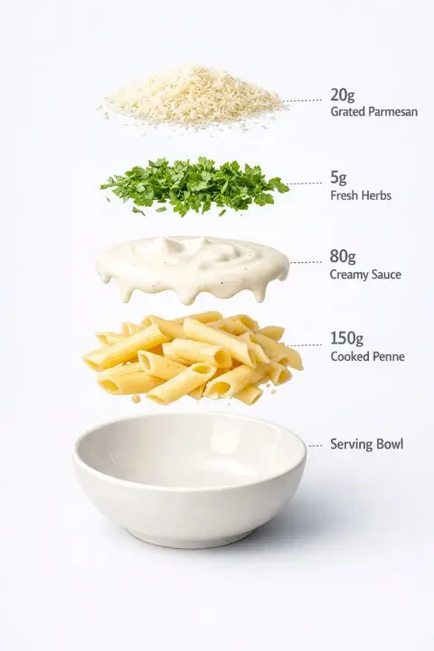 Commercial grade creamy pasta rotating suspension decomposition effect