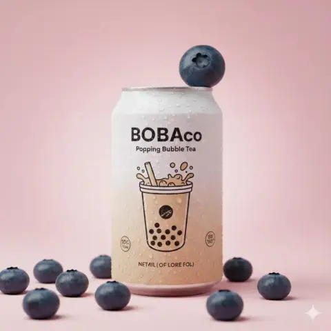 Commercial photography of high-end bubble tea in soft pink tones