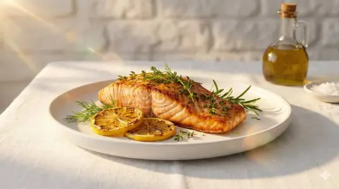 Commercial photography of luxury food under golden sunlight