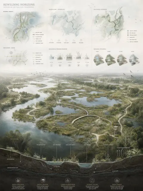 Competition level landscape architecture ecological typography visual poster