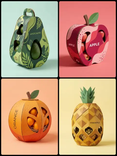 Creative fruit and vegetable shaped corrugated packaging photography