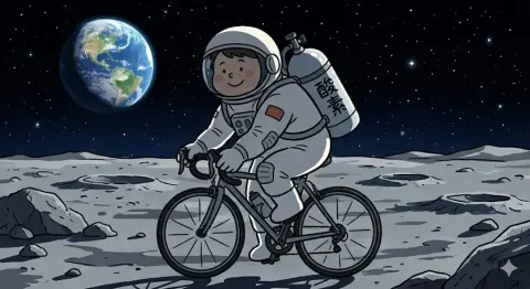 Cute illustration style astronaut moon riding adventure
