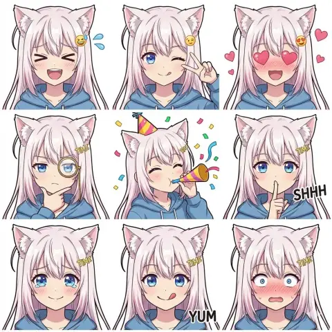 Cute LINE emoticon pack nine-square grid sticker