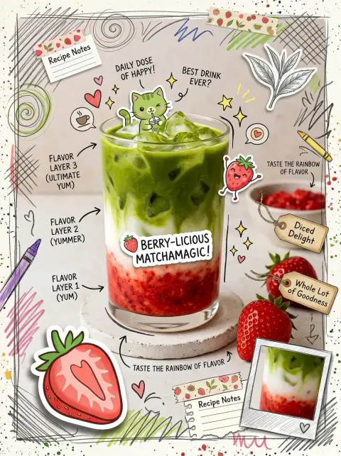 Cute matcha latte style poster