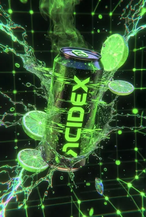 Cyber ​​Neon Wind Suspended Energy Drink and Lime Explosion Moment