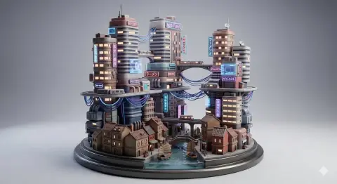 Cyberpunk miniature sand table model