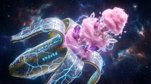 Cyberpunk style nano circuit fission banana and nebula