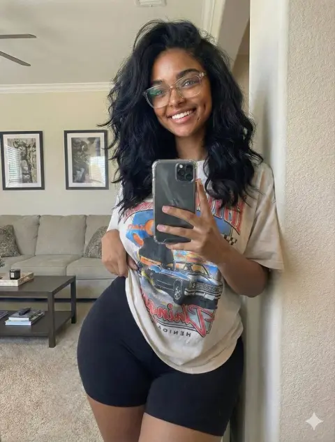Daily photos of dark-skinned girls living in the living room
