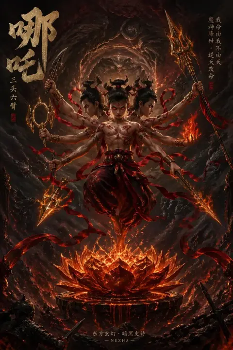 Dark Epic Wind Nezha Suspended Void Picture