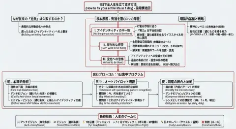Dense and vast Japanese logic tree diagram on white paper