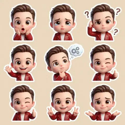 Disney style 3D soft cute Q version emoticon pack