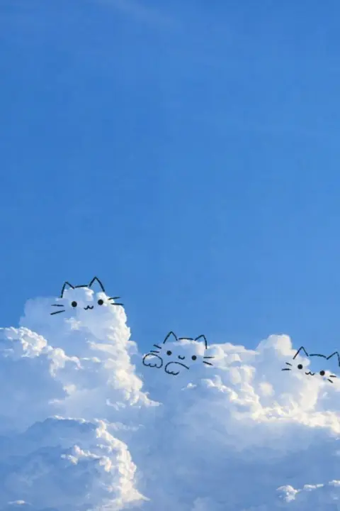 Doodle Cats in the Clouds