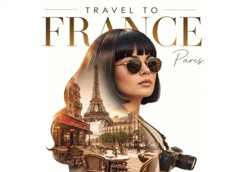 Double exposure French travel high-end poster