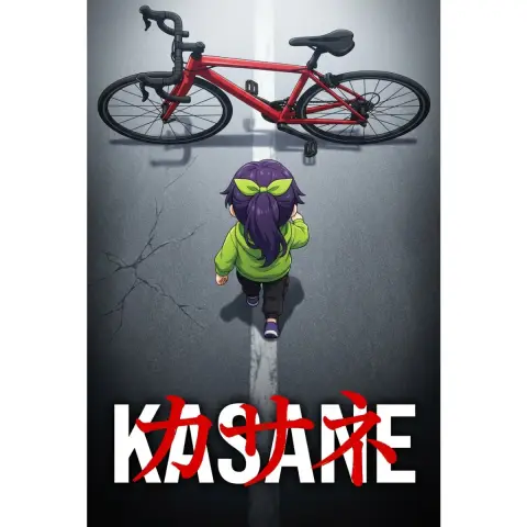 Dramatic animated poster overlooking red car with back view