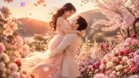 Dreamy Korean couple’s beautiful romantic moment in a sea of ​​flowers