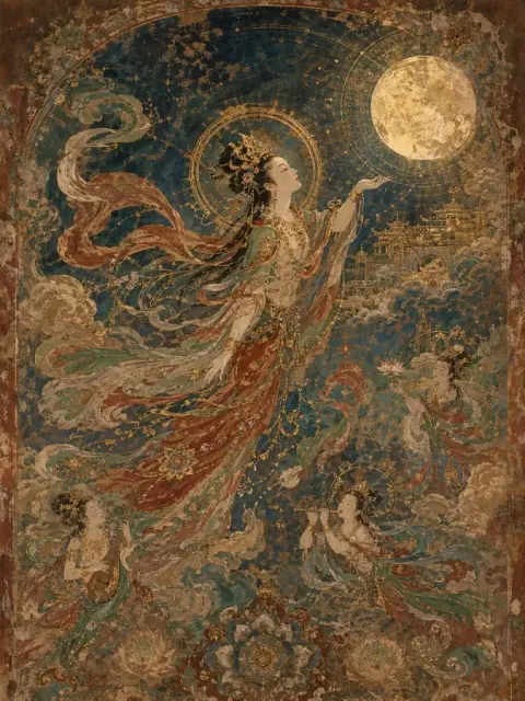 Dunhuang goddess remaining money mural